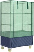 vidaXL Strat înălțat cu husă și roți, aspect ratan, 80x50x182 cm