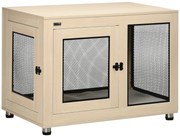 PawHut Cușcă pentru câini pe suport cu pernă detașabilă din oțel negru și aspect de lemn - 94 x 60 x 71,5 cm, culoare fag natural | Aosom Romania