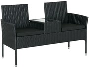 Outsunny Mobilier de Terasa pentru 2 Persoane cu Masa de Ceai