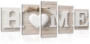 Tablou 5-piese cu inscripție Home în design vintage