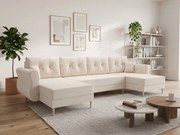 Coltar extensibil in forma de U SILVIANO, crem, 300x140 cm + 2 perne GRATUIT