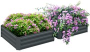 Outsunny Lot de 2 grădini pătrate de grădină dimensiune 100L x 100l x 30H cm oțel ondulat verde | Aosom Romania