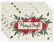 Napron de Craciun MERRY & BRIGHT 30x45 cm, crem