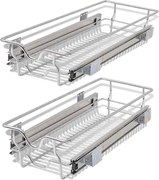 vidaXL Coș din sârmă retractabil, 2 buc., argintiu, 300 mm