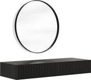Măsuță de toaletă suspendată cu oglindă neagră Nicole 60 cm - negru mat / negru