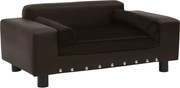 vidaXL Canapea pentru câini, maro, 81x43x31cm, pluș & piele ecologică