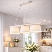Lustră suspendată pe cablu AIDA, 3xE27/60W/230V, Ø 25 cm, stejar/alb
