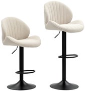 HOMCOM Set de 2 Scaune de Bar cu Suport pentru Picioare, din Țesătură cu Efect de Cinilie, 48x50x94-115 cm, Negru și Bej | Aosom Romania