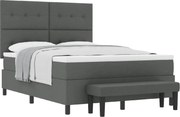 vidaXL Pat cu arcuri cu saltea Gri închis 140 x 190 cm țesătură