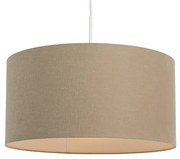 Lampă suspendată rustică albă cu abajur maro deschis 50cm - Combi
