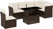 vidaXL Set canapele de grădină cu perne, 7 piese, maro, poliratan