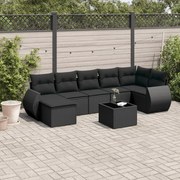 vidaXL Set mobilier de grădină cu perne, 8 piese, negru, poliratan