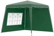 Outsunny Cort Pliabil cu 2 Pereți Laterali 2,89x2,89m Pavilion de Grădină cu Înălțime Reglabilă Protecție UV50+ Verde | Aosom Romania
