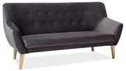 Canapea catifea Nordic 3 gri Blu14 - H 90 cm