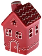 Casă din ceramică cu LED, 7,8 x 12,2 x 7,5 cm,roșu turtă dulce