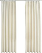 vidaXL Draperii opace cu cârlige, 2 buc., crem, 140x225 cm, catifea