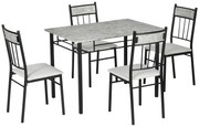 HOMCOM Set 5 Piese Masa Dreptunghiulară Metal MDF 4 Scaune Design Modern pentru Dining | Aosom Romania