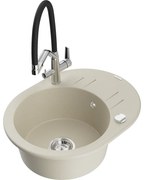 Mexen Kevin chiuvetă de bucătărie din granit cu 1 compartiment, cu baterie Duo, bej - 6517-69-671701-07