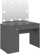 vidaXL Masă de machiaj cu lumini LED, gri, 110x55x145 cm, MDF
