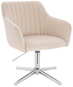 HR190CROSS Scaun Crem din Catifea cu Bază Cromata
