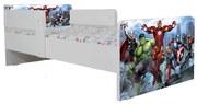 Pat Copii Avengers 2 2-12 ani Cu Paravane Dubla Protectie si Cu Saltea SafeNest 160x80 Cm  Ptv6943