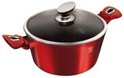 Oală marmorată antiaderentă 24 cm cu capac, 4.5 L – Berlinger Haus BH 1257N, Burgundy Metallic Line