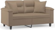 vidaXL Canapea cu 2 locuri cu pernuțe, cappuccino, 120 cm, piele eco.