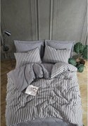 Set lenjerie pat ROAD POTLU, gri/alb, bumbac/poliester, 200x220 cm, cu