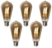 Set 5 becuri E27 dimbare LED lamp ST64 smoke glas 5W 450 lm 2700K