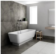 Cada de baie freestanding Bela cu baza alba, din marmura, 155 x 74 cm