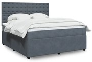 vidaXL Pat box spring cu saltea, gri închis, 180x200 cm, catifea