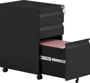 Vinsetto dulap pentru dosare din metal, dulap de birou, 3 sertare, mobil, Negru | Aosom Romania