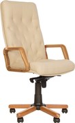 Scaun directorial HAVANA EXTRA, brate din lemn, piele naturala, Crem