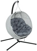 Outsunny Cos suspendat in forma de ou, Scaun suspendat cu functie de leagan si cos pliabil, Scaun de gradina, Suport pentru pahar, Gri | Aosom Romania