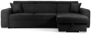 Colțar Extensibil BELLAGIO, șezlong interschimbabil, cu ladă de depozitare, cu tetiere reglabile, 280x170x100 cm, Negru-Enjoy / Dreapta