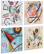 HOMCOM Set de 4 Tablouri Abstracte Pictate Manual pe Pânză, Decor Elegant pentru Sufragerie și Dormitor, Dimensiune 60x60cm fiecare | Aosom Romania