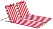 Outsunny Set 2 Șezlonguri de Plajă cu Spătar Reglabil în 5 Poziții, Tetieră și Geantă de Transport, 124x53x45 cm, Roșu | Aosom Romania