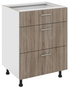 Corp Baza Karo, 3 Sertare, Stejar Sonoma Inchis/Alb, 60 x 50 x 80 cm