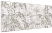 Tablou - Plante tropicale pe perete gri (120x50 cm)