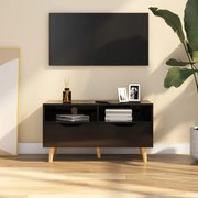 vidaXL Comodă TV, negru extralucios, 90x40x48,5 cm, lemn prelucrat