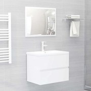 vidaXL Set mobilier de baie, 2 piese, alb extralucios, PAL