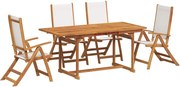 vidaXL Set mobilier de grădină, 5 piese, lemn masiv acacia/textilenă