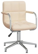 vidaXL Scaun de bucătărie pivotant, crem, material textil