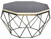 Masuta de cafea rotunda, Mozaic incrustat, Alb-Negru, DIAMOND BONE INLAY 70cm