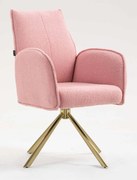 HR280 BAZĂ STEA Scaun Roz Pudra Boucle cu Bază Aurie