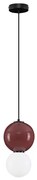 Pendul LED decorativ portelan bordeaux, sticla alb, NOESIS