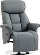 HOMCOM Fotoliu de relaxare înclinabil pivotant suport picioare reglabil, până la 120 kg, pentru living, dormitor, home cinema, gri | Aosom Romania