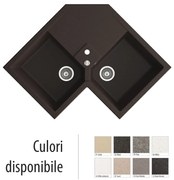 Chiuveta de bucatarie pe colt, 2 cuve si picurator, granit compozit DEBRA / DALYA