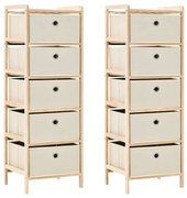 vidaXL Poliţă de depozitare cu 5 coșuri textile 2 buc. bej lemn cedru