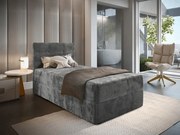 Pat boxspring tapițat GLORIEN VELVET 90x200 cm gri Saltea: Saltea cu arcuri Bonell